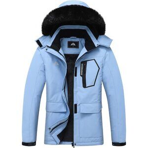 Women's Versatile Blue Ski Jacket Coat Waterproof Winter Hooded Snowboarding